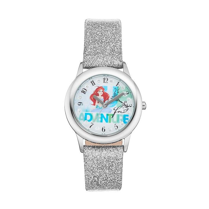 Disney Princess Ariel Up For Adventure Kids' Leather Watch, Women's, Grey
