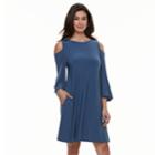 Women's Nina Leonard Oversized Sleeve Cold-shoulder Dress, Size: Medium, Brt Blue