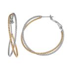 Two Tone 14k Gold-plated Crisscross Hoop Earrings, Women's, Multicolor