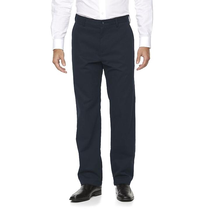 Big & Tall Croft & Barrow&reg; Relaxed-fit Easy-care Stretch Flat-front Pants, Men's, Size: 46x30, Blue