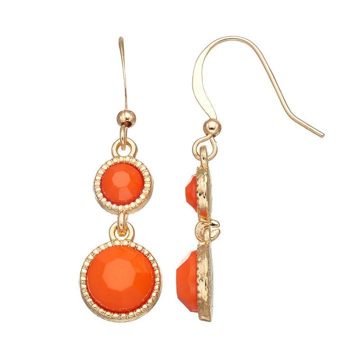 Coral Colored Circle Drop Earrings, Women's, Multicolor