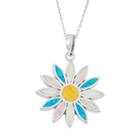 Sterling Silver Lab-created Opal Daisy Pendant Necklace, Women's, Size: 18, Multicolor