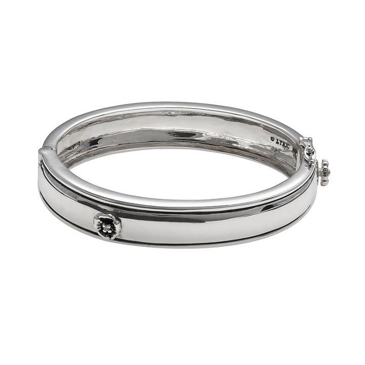 Lyric Sterling Silver Diamond Accent Flower Bangle Bracelet - 2 3/8-in. Width, Women's, Multicolor