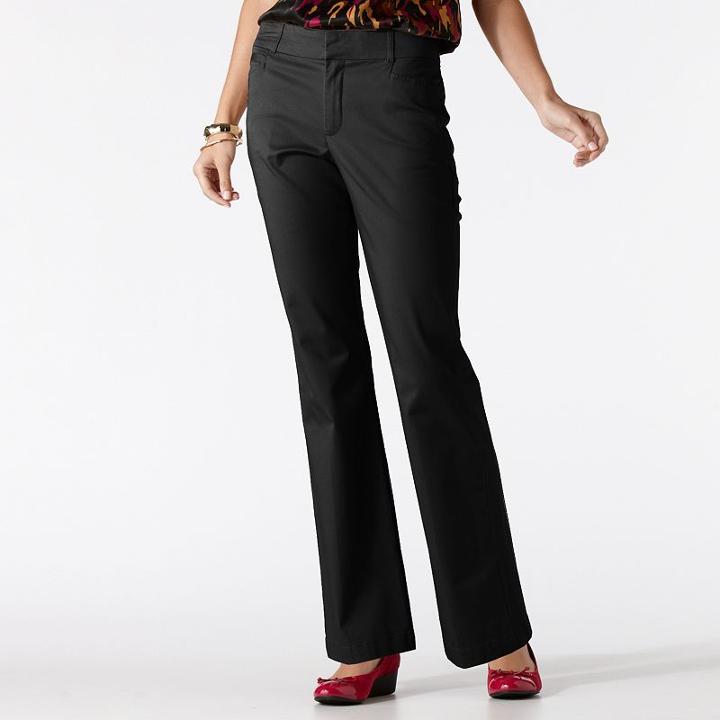 Women's Gloria Vanderbilt Charlene Comfort Waist Dress Pants, Size: 8 - Regular, Black