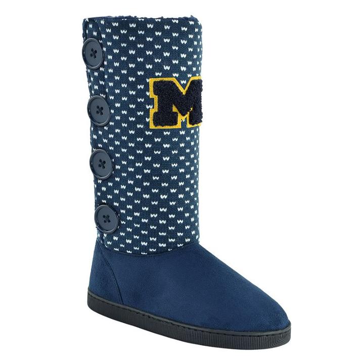 Women's Michigan Wolverines Button Boots, Size: Large, Blue (navy)