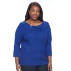 Plus Size Napa Valley Textured Sweater, Women's, Size: 3xl, Brt Blue