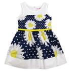 Girls 4-6x Nannette Daisy & Polka-dot Printed Poplin Dress, Girl's, Size: 5, Blue (navy)