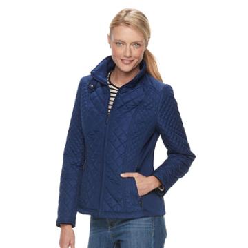 Women's Weathercast Quilted Midweight Moto Jacket, Size: Small, Brt Blue