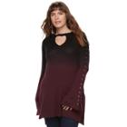 Plus Size Rock & Republic&reg; Dip-dyed Lace Up Sweater, Women's, Size: 1xl, Red