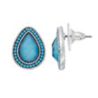 Button Faceted Teardrop Earring, Women's, Turq/aqua