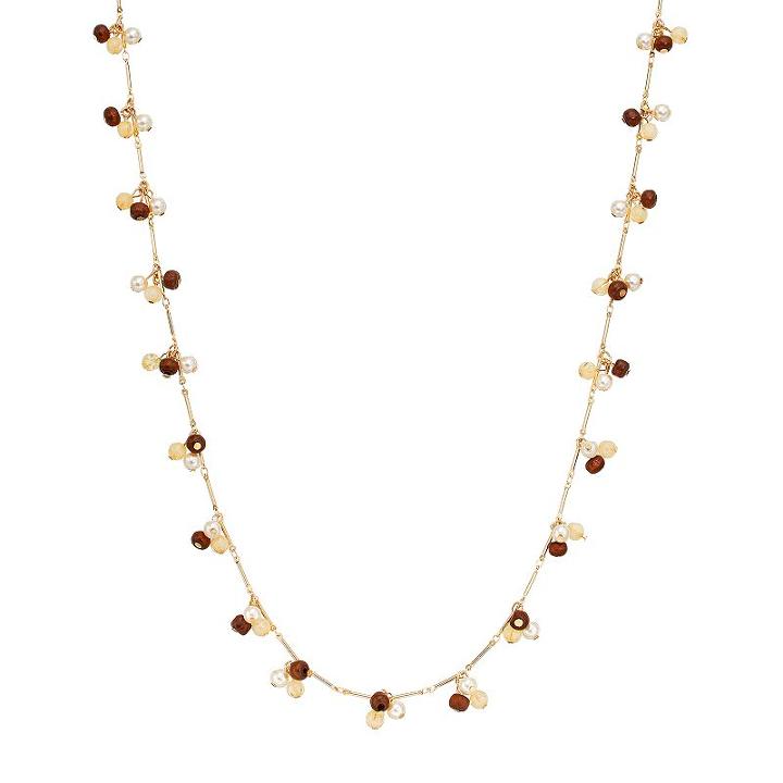 Chaps Bead Long Station Necklace, Women's, White Oth