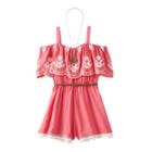 Girls 7-16 Knitworks Off Shoulder Ruffle Overlay Romper With Necklace, Girl's, Size: 10, Lt Orange