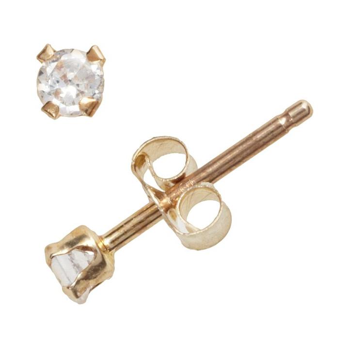 10k Gold Cubic Zirconia Stud Earrings, Women's, White