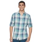 Men's Urban Pipeline&reg; Roll-tab Chambray Button-down Shirt, Size: Large, Turquoise/blue (turq/aqua)