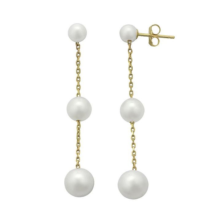 Pearlustre By Imperial Freshwater Cultured Pearl 10k Gold Linear Drop Earrings, Women's, White