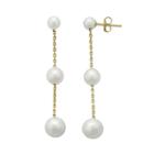 Pearlustre By Imperial Freshwater Cultured Pearl 10k Gold Linear Drop Earrings, Women's, White