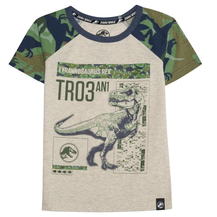 Boys 4-7x Jurassic World: Fallen Kingdom Tyrannosaurus Rex Tr03 Dinosaur Camo Raglan Graphic Tee, Size: 7, Beige