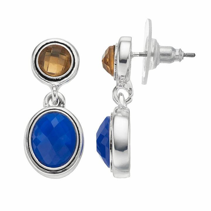 Napier Geometric Double Drop Earrings, Women's, Blue