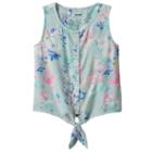 Girls 4-12 Sonoma Goods For Life&trade; Print Tie-front Top, Girl's, Size: 7, Turquoise/blue (turq/aqua)