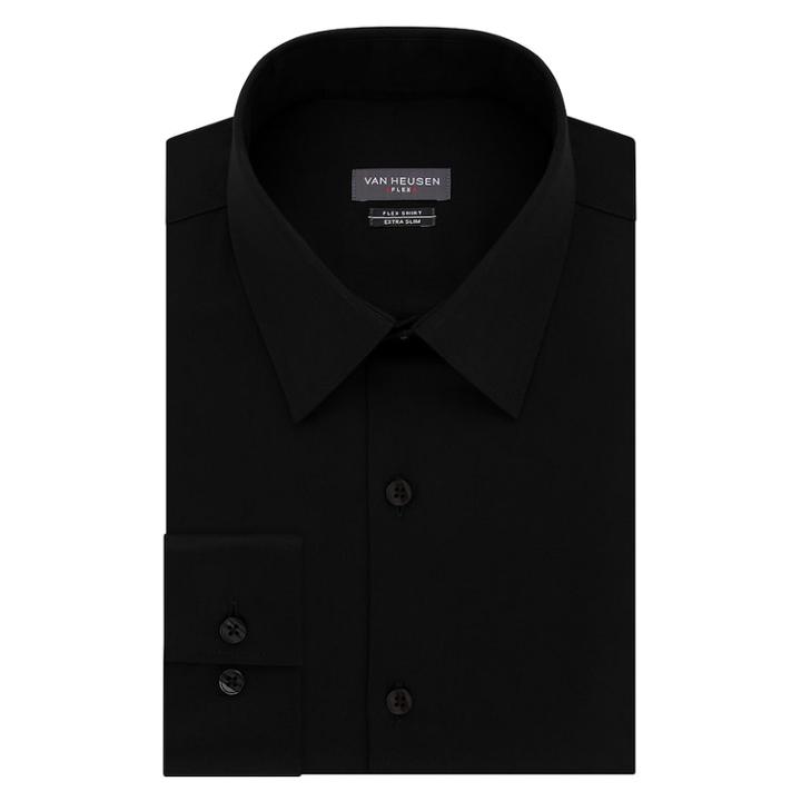 Men's Van Heusen Flex Collar Extra-slim Dress Shirt, Size: 17-32/33, Black