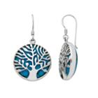 Sterling Silver Simulated Turquoise Tree Of Life Drop Earrings, Women's, Blue