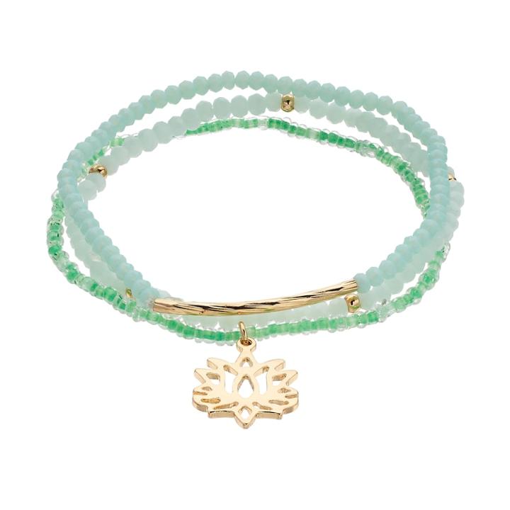 Lc Lauren Conrad Bead & Lotus Flower Stretch Bracelet, Women's, Lt Green