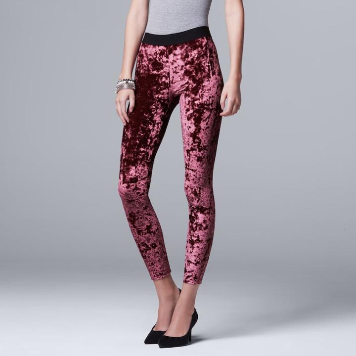 Women's Simply Vera Vera Wang Crushed Velvet Leggings, Size: Medium, Green Oth