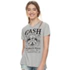 Juniors' Johnny Cash The Man In Black Tee, Size: Large, Grey