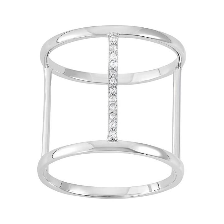 Cubic Zirconia Sterling Silver H Ring, Women's, Size: 6, White