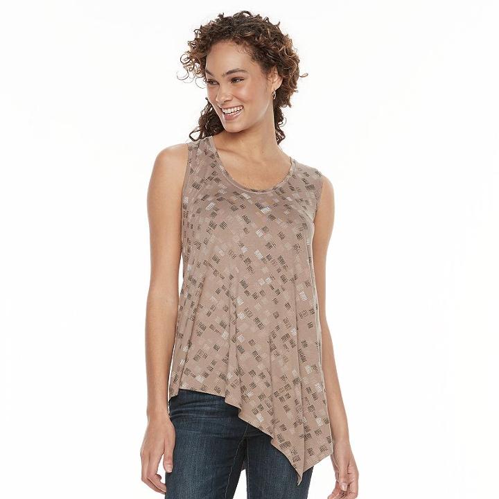 Women's Apt. 9&reg; Print Asymmetrical Tank, Size: Xxl, Brown Oth