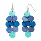 Blue Composite Shell Disc Nickel Free Kite Drop Earrings, Women's