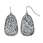 Faceted Stone Nickel Free Oblong Drop Earrings, Women's, Silver