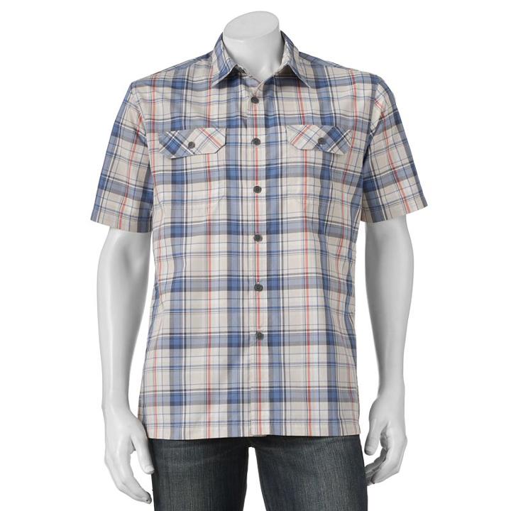 Men's Croft & Barrow&reg; Classic-fit Plaid Outdoor Performance Button-down Shirt, Size: Medium, Lt Beige