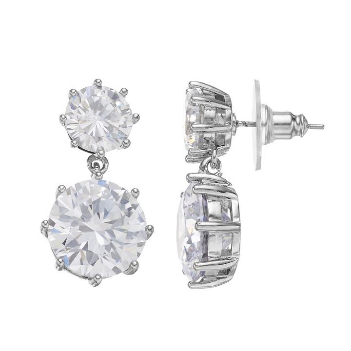 Jennifer Lopez Red Carpet Ready Cubic Zirconia Double Drop Earrings, Women's, Silver