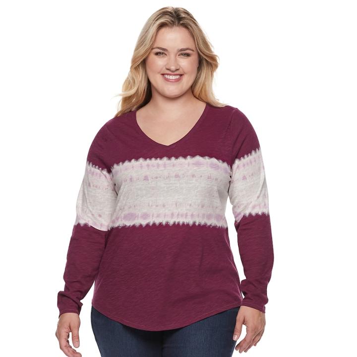 Plus Size Sonoma Goods For Life&trade; Essential V-neck Tee, Women's, Size: 2xl, Brt Purple