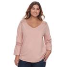Plus Size Sonoma Goods For Life&trade; Textured Lace Peasant Top, Women's, Size: 3xl, Med Pink