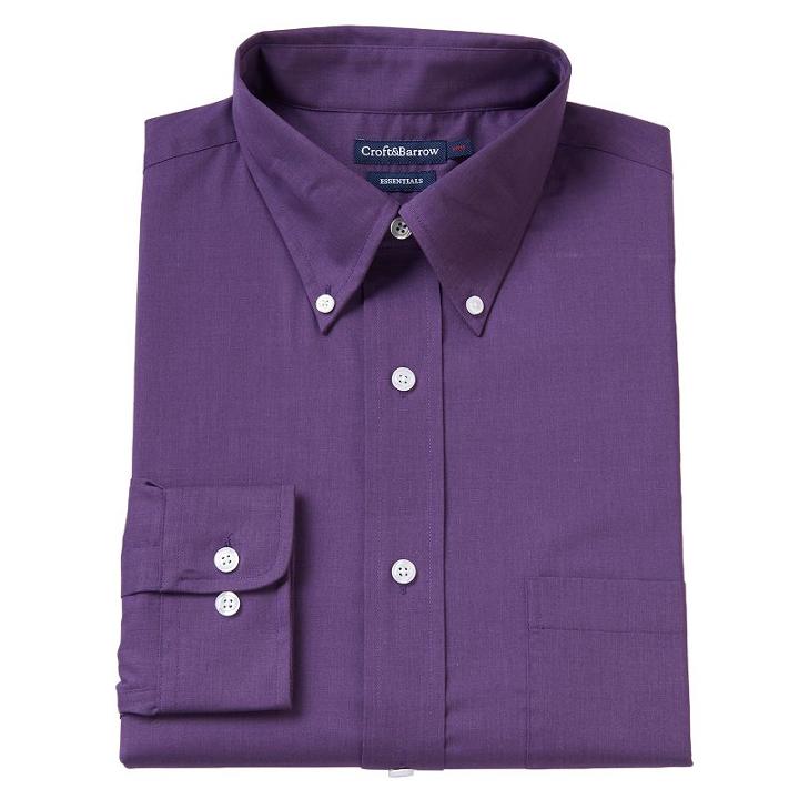 Croft & Barrow, Men's &reg; Fitted Solid Easy Care Button-down Collar Dress Shirt, Size: 17-32/33, Purple