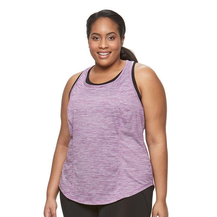 Plus Size Tek Gear&reg; Easy Fit Space-dye Racerback Performance Tank, Women's, Size: 3xl, Med Purple