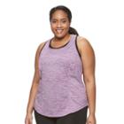 Plus Size Tek Gear&reg; Easy Fit Space-dye Racerback Performance Tank, Women's, Size: 3xl, Med Purple