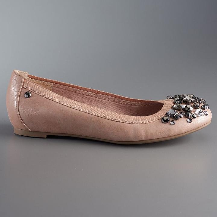 Simply Vera Vera Wang Women's Beaded Ballet Flats, Size: 10, Lt Beige