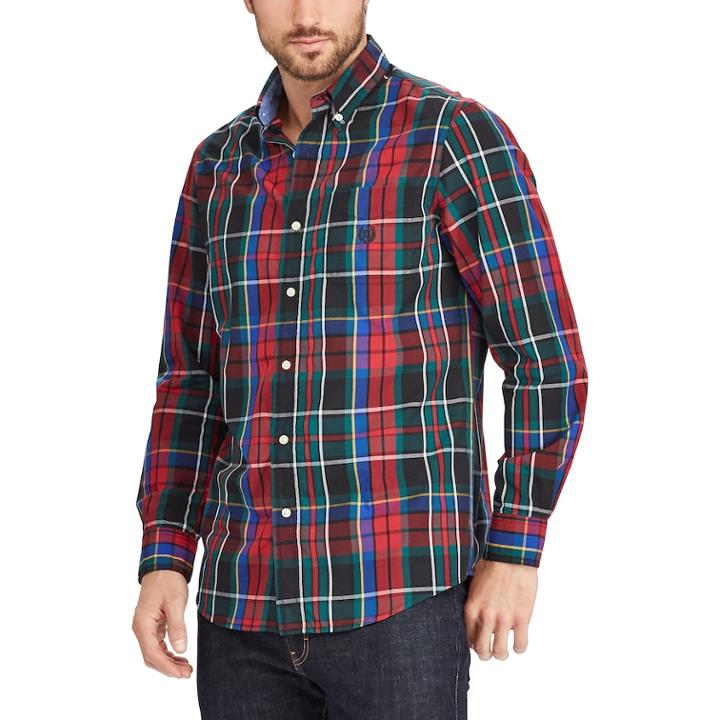 Big & Tall Chaps Checkered Button Down, Men's, Size: 4xb, Black