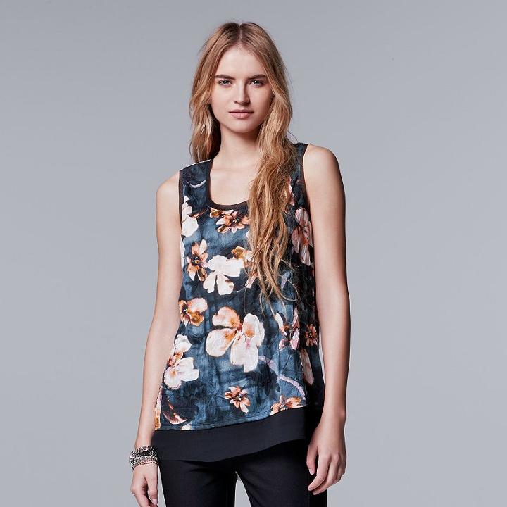 Women's Simply Vera Vera Wang Crinkle Tank Top, Size: Xs, Drk Purple