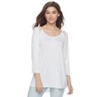 Juniors' So&reg; High-low Raglan Tee, Teens, Size: Medium, White