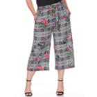 Plus Size White Mark Printed Gaucho Pants, Women's, Size: 1xl, Blue