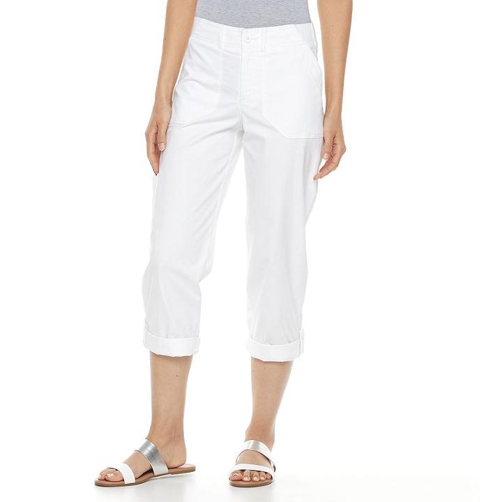 Croft & Barrow, Women's &reg; Convertible Twill Capris, Size: 14, White