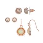 Fireball Dome & Round Foil Stone Earring Set, Women's, Pink