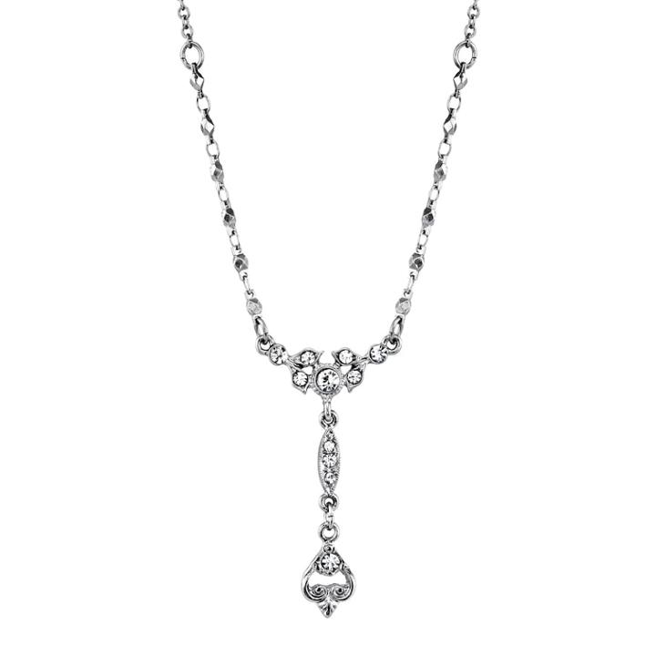 Downton Abbey Simulated Crystal Drop Necklace, Women's, Size: 16, White