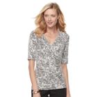 Women's Dana Buchman Printed Surplice Top, Size: Xs, Black