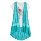 Girls 7-16 Self Esteem Lace Duster & Graphic Tee Set With Necklace, Size: Small, Turquoise/blue (turq/aqua)