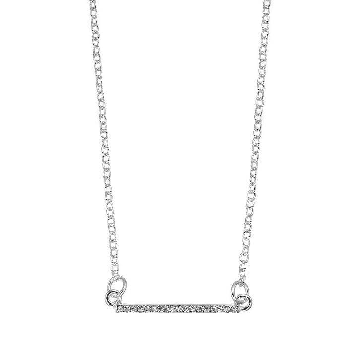 Chaps Pave Horizontal Bar Necklace, Women's, Silver